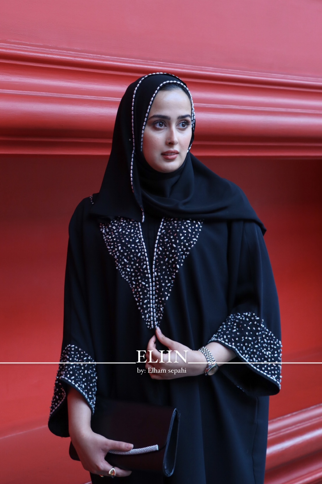 عبای زنانه مجلسی مدل زرین کرپ اندونزی کاردست جلو باز