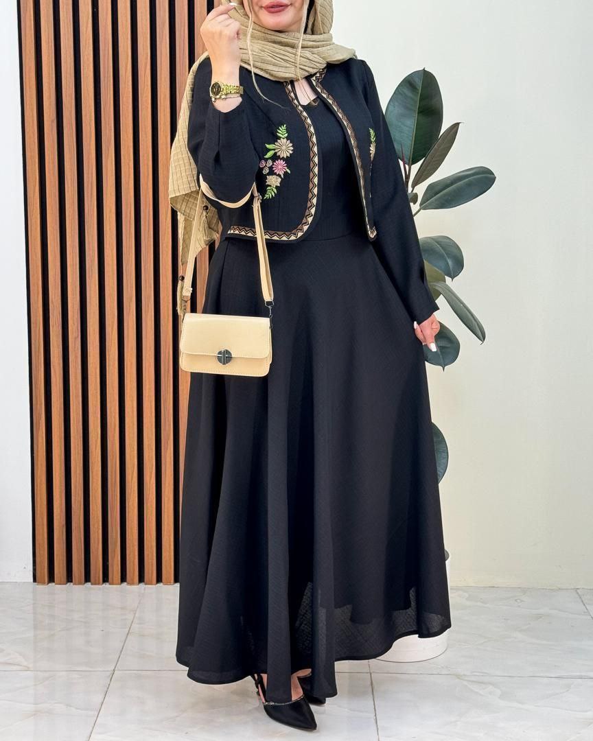 پیراهن زنانه دوتکه تمنا جنس شانتون گرم بالا